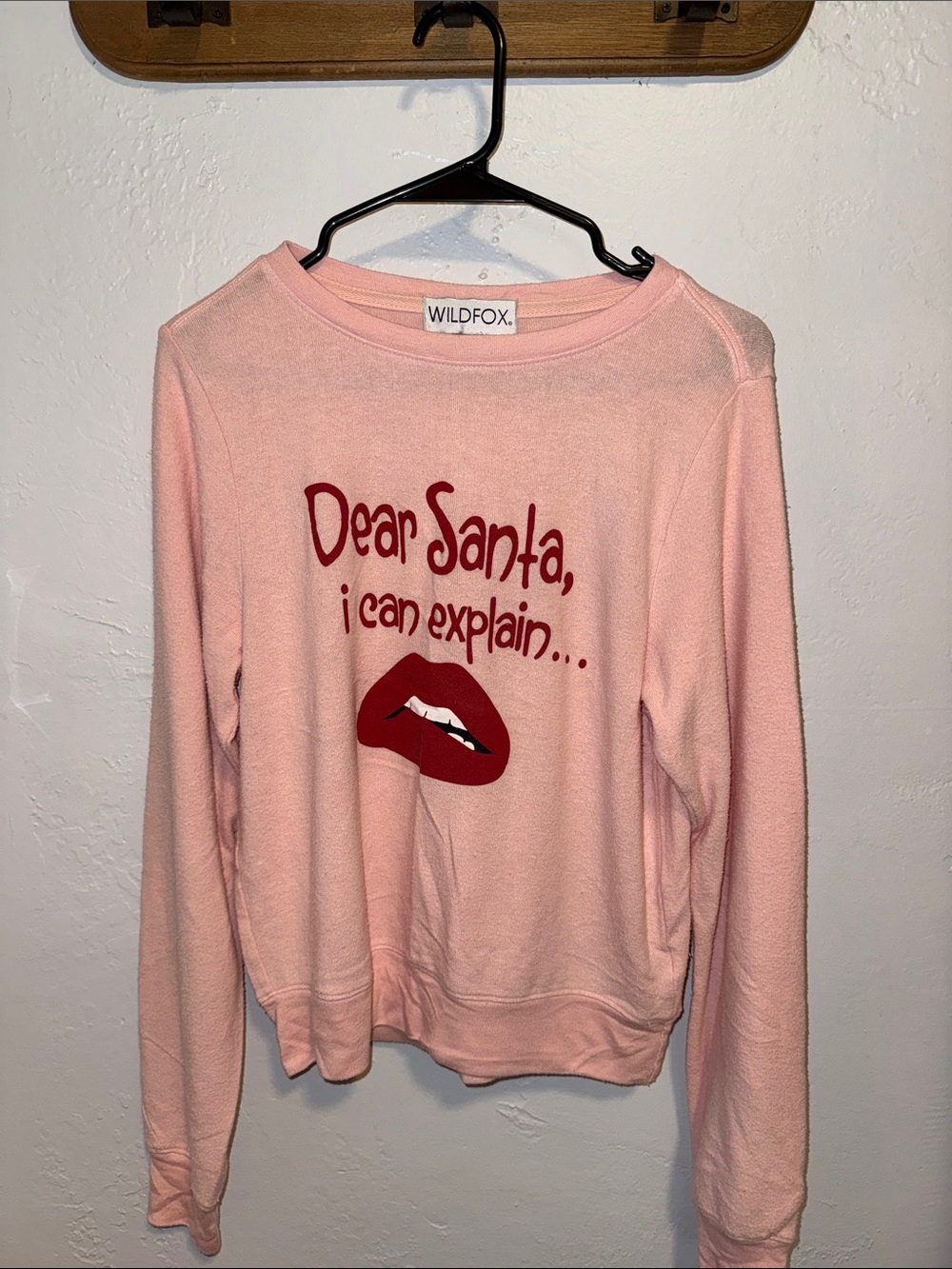 Wildfox Pink Crewneck Sweatshirt with Red Graphic Lips